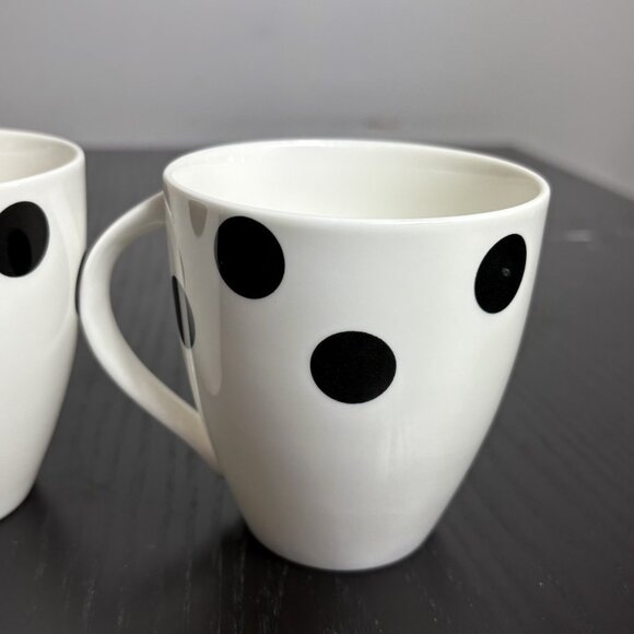 MIKASA Ultima + Plus Hot Spots Ebony White/Black Polka-Dot Coffee Mugs, Set of 4 - Picture 4 of 9